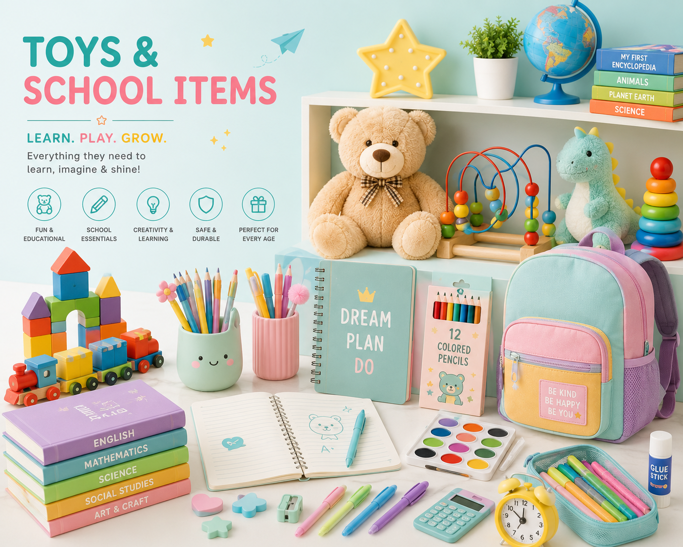 Kids Toys And School Items